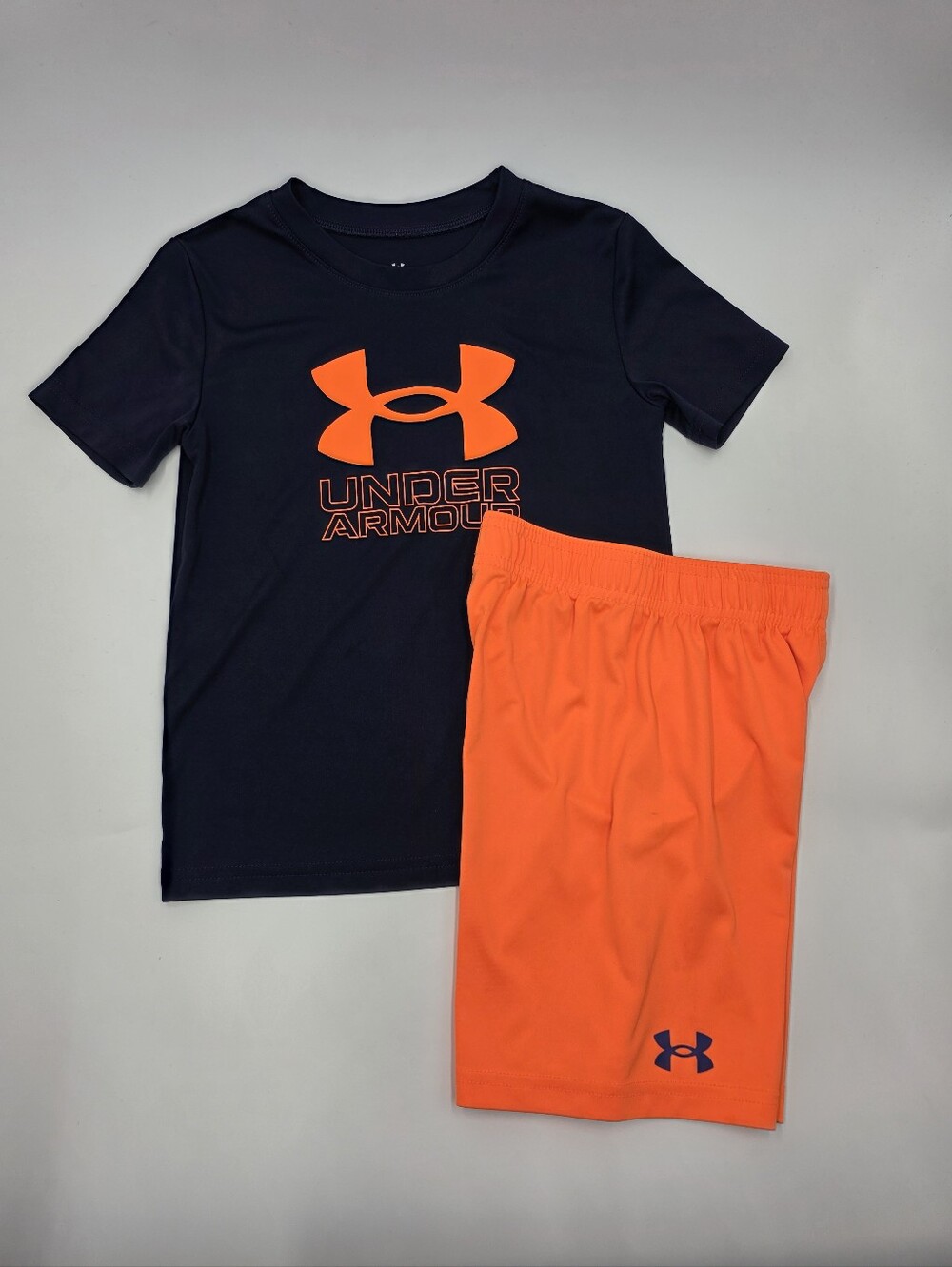Under Armour boys' navy and orange tee and shorts size 6